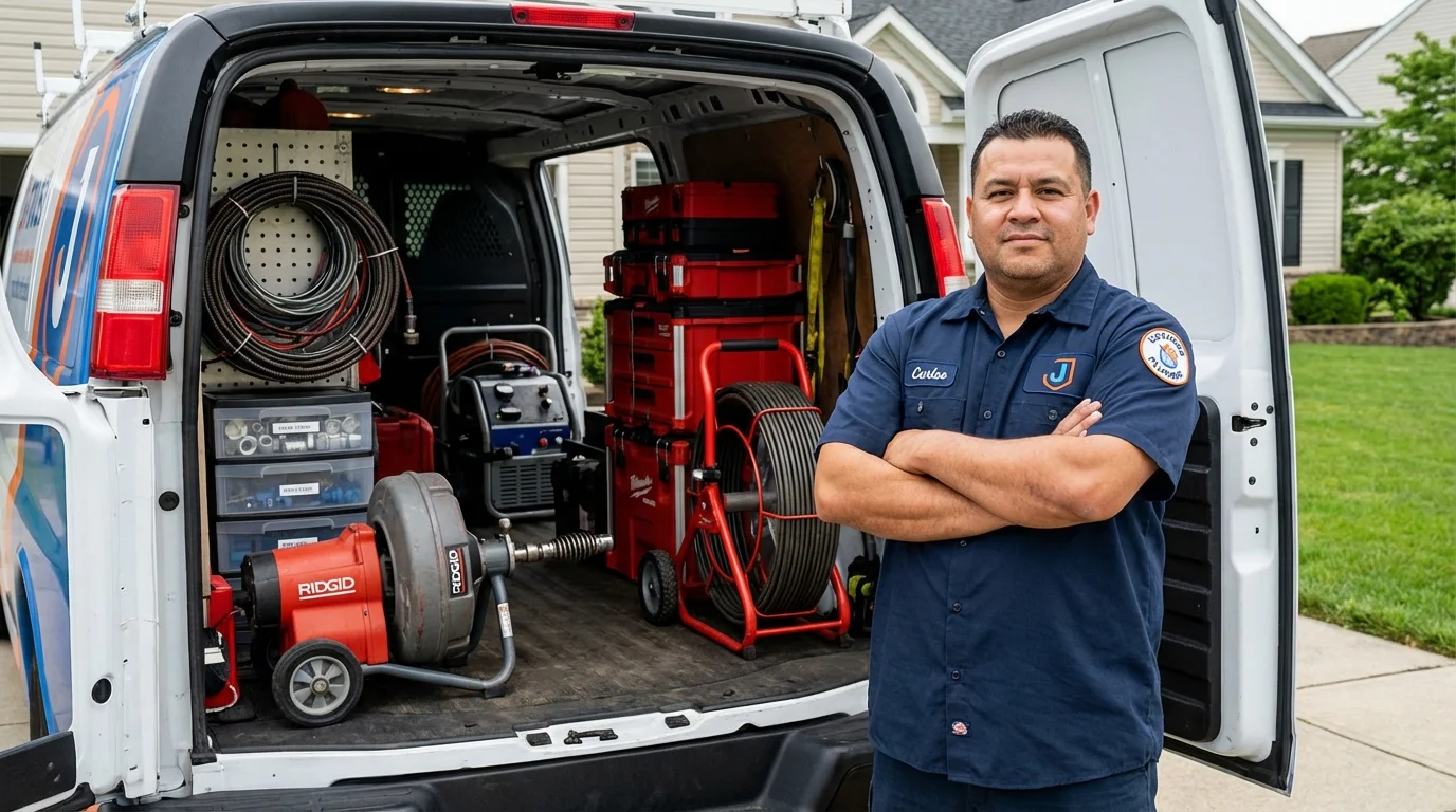 Professional drain cleaning equipment and Johns Plumbing LLC plumber in Big Lake