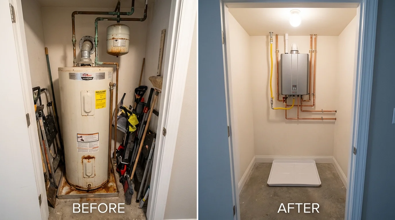 Tank water heater versus wall-mounted tankless unit comparison for Big Lake, AK homeowners